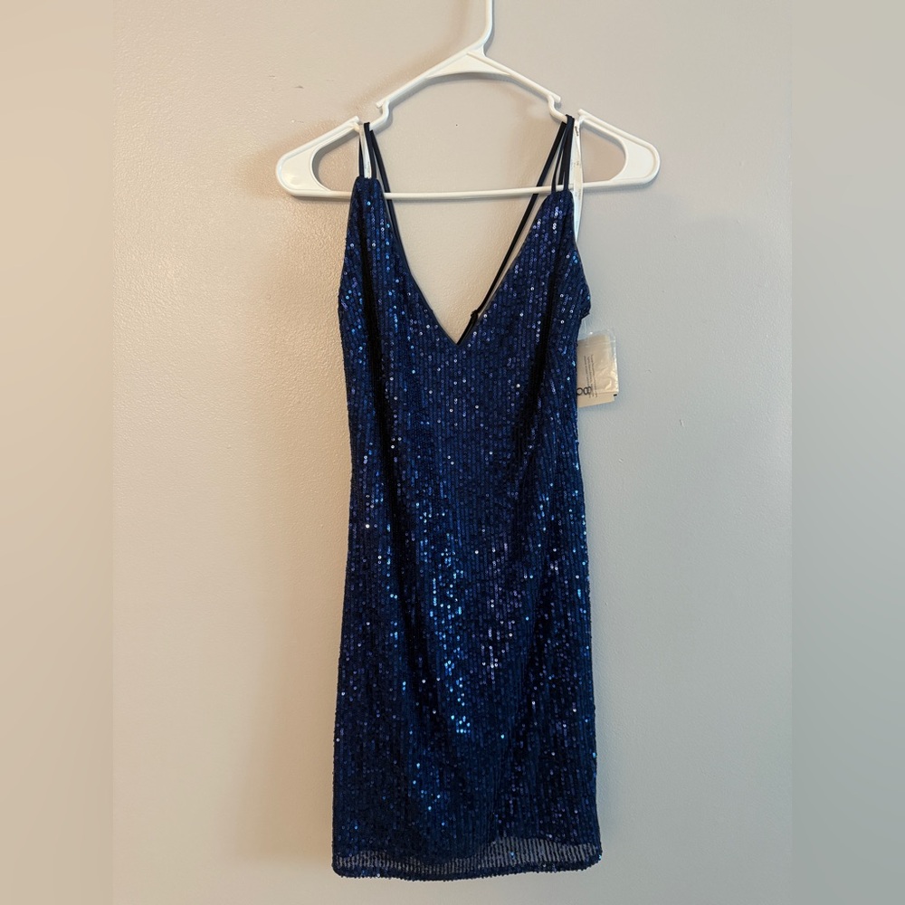 David’s Bridal Blue Sequin Dress